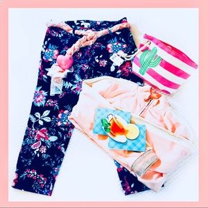 New York & Co Navy Pink Crop Pants